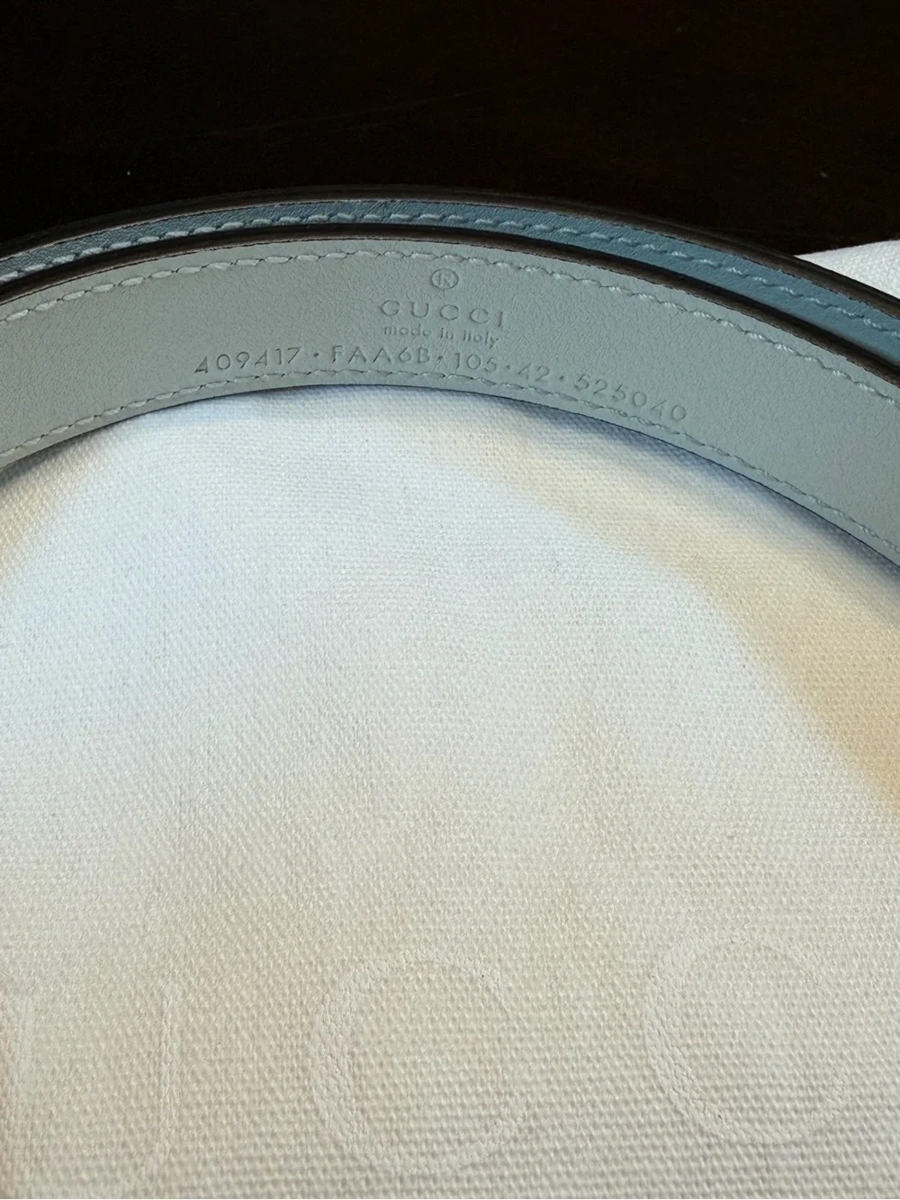 New Gucci GG Logo Buckle Ivory Gray Leather Belt Size 42 / 105 cm Waist 38 - 42 - Picture 8 of 13